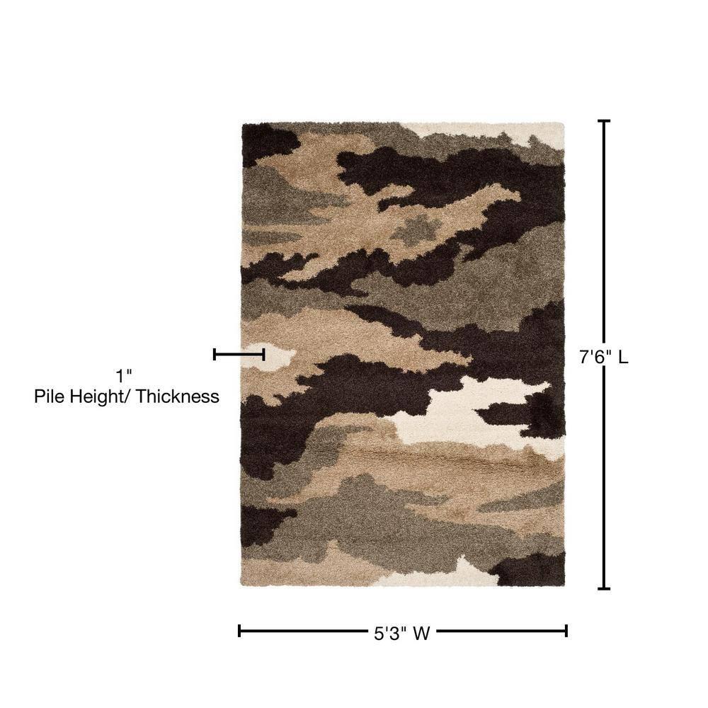 Florida Shag SG453 Power Loomed Indoor Area Rug - Beige/Multi - 5'3"x7'6" - Safavieh.