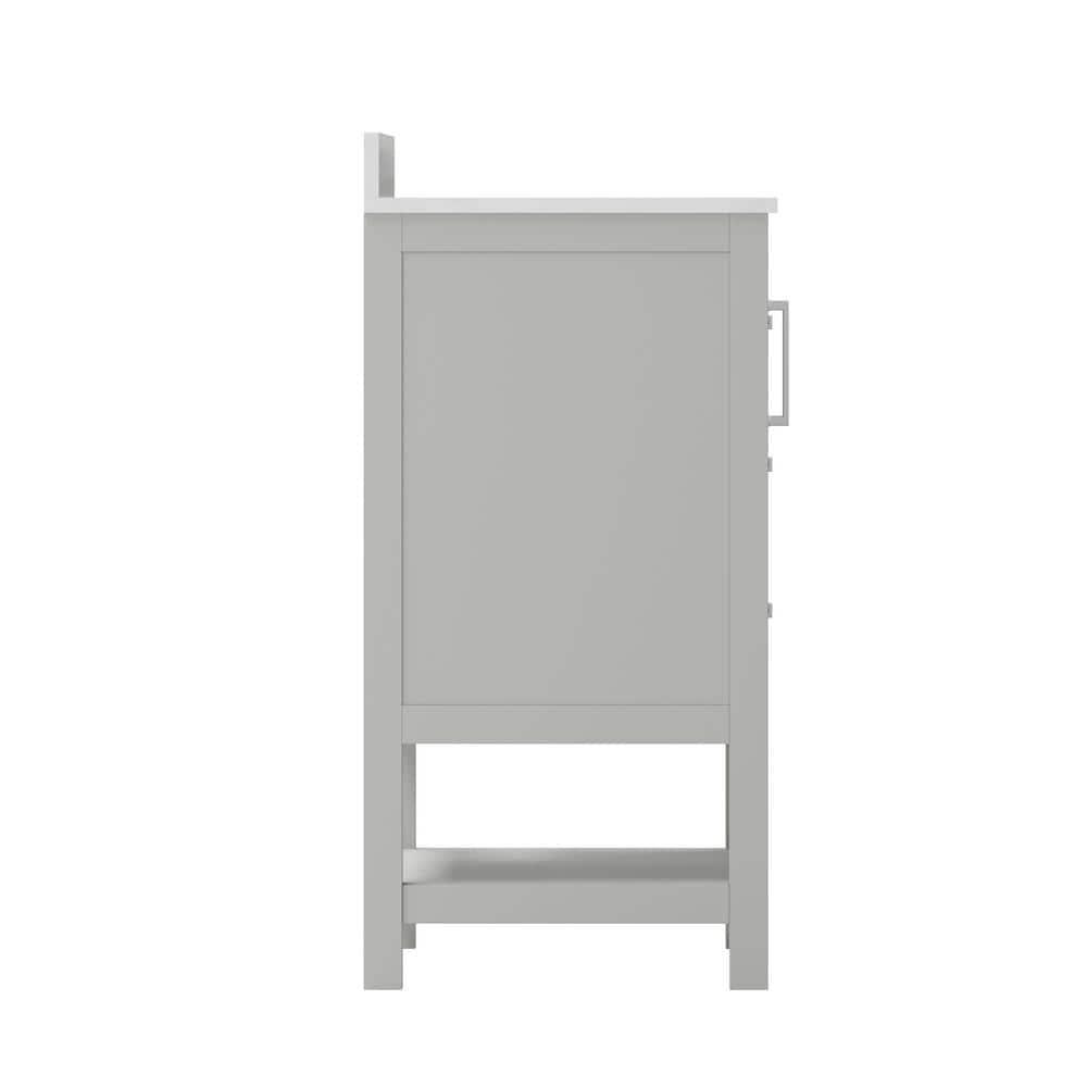 Taylor & Logan 36" Vivien Bathroom Vanity with Open Shelf and 3 Drawers Gray: Stoneware Top, Wood Frame, Single Basin