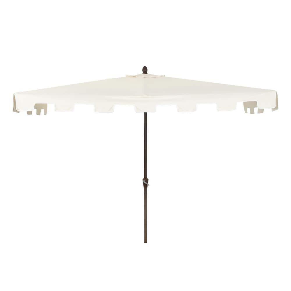 JONATHAN Y Sidney 9 ft. Classic MidCentury Rectangular Half Market Patio Umbrella with Crank, Wind Vent and UV Protection in Cream/White