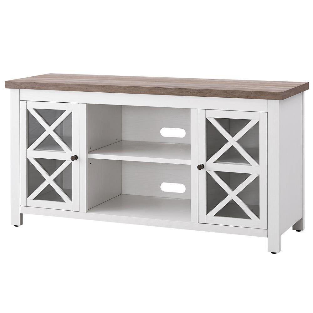 Evelyn&Zoe Colton Rectangular TV Stand for TV's up to 55", White/Gray Oak