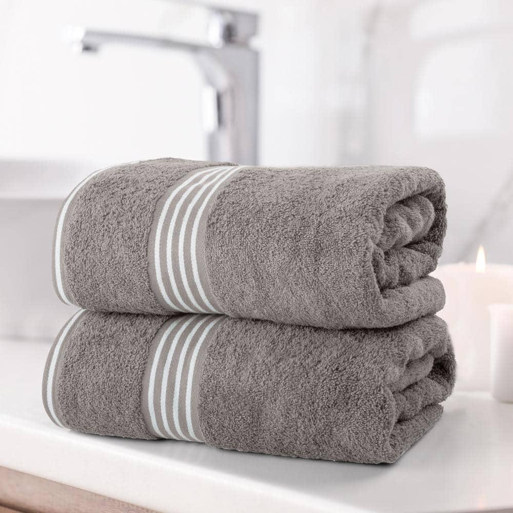 Lavish Home 35x70 Luxury Cotton Bath Towels, Gray