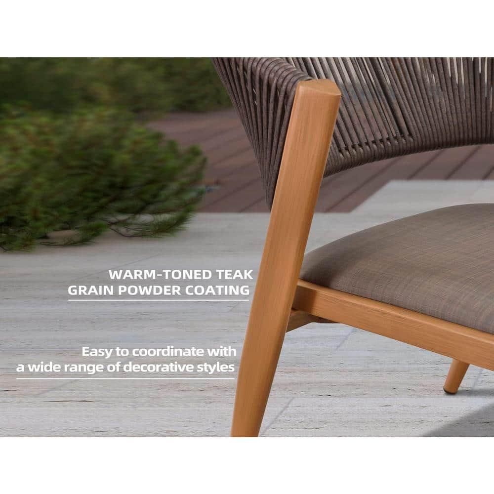 7-Piece Aluminum Wicker Dining Table and Chairs Patio Outdoor Dining Set Teak Patio Furniture Set with Cushions, Brown