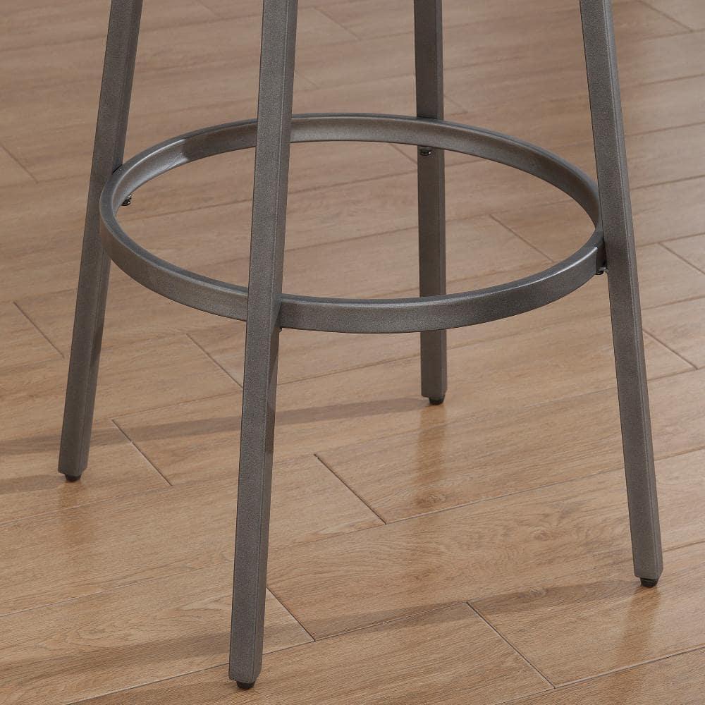 Stockton 25" Backless Metal Swivel Stool - Slate Grey - Golden Oak Seat