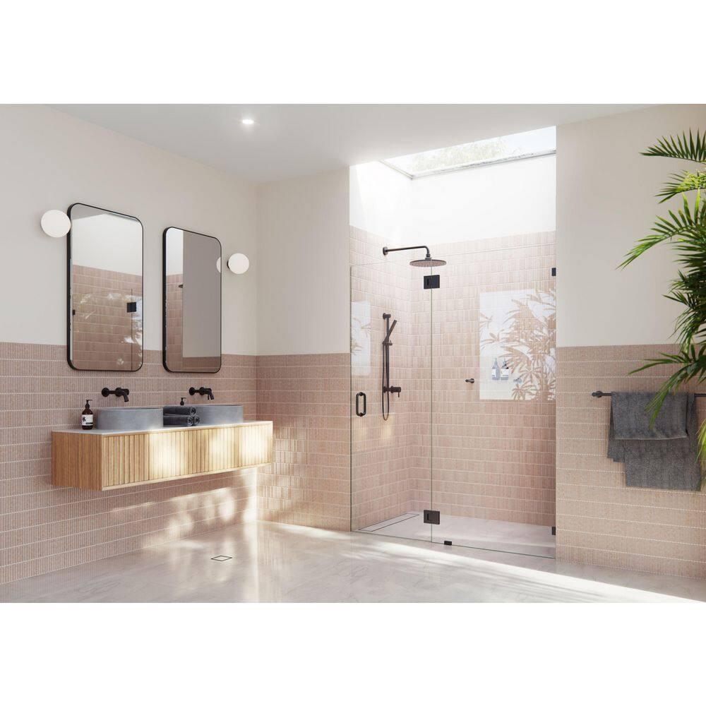 Glass Warehouse Halo 57.5 in. x 78 in. Frameless Glass Hinge Shower Door GW-GH-57-5-MB