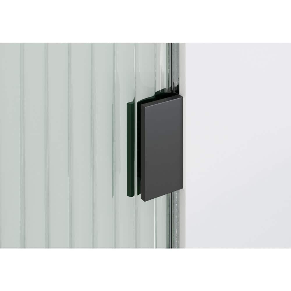 Glass Warehouse  36" x 78" Frameless Shower Door - Single Fixed Panel Fluted Frosted Radius Matte Black 36 Inch - Right Matte