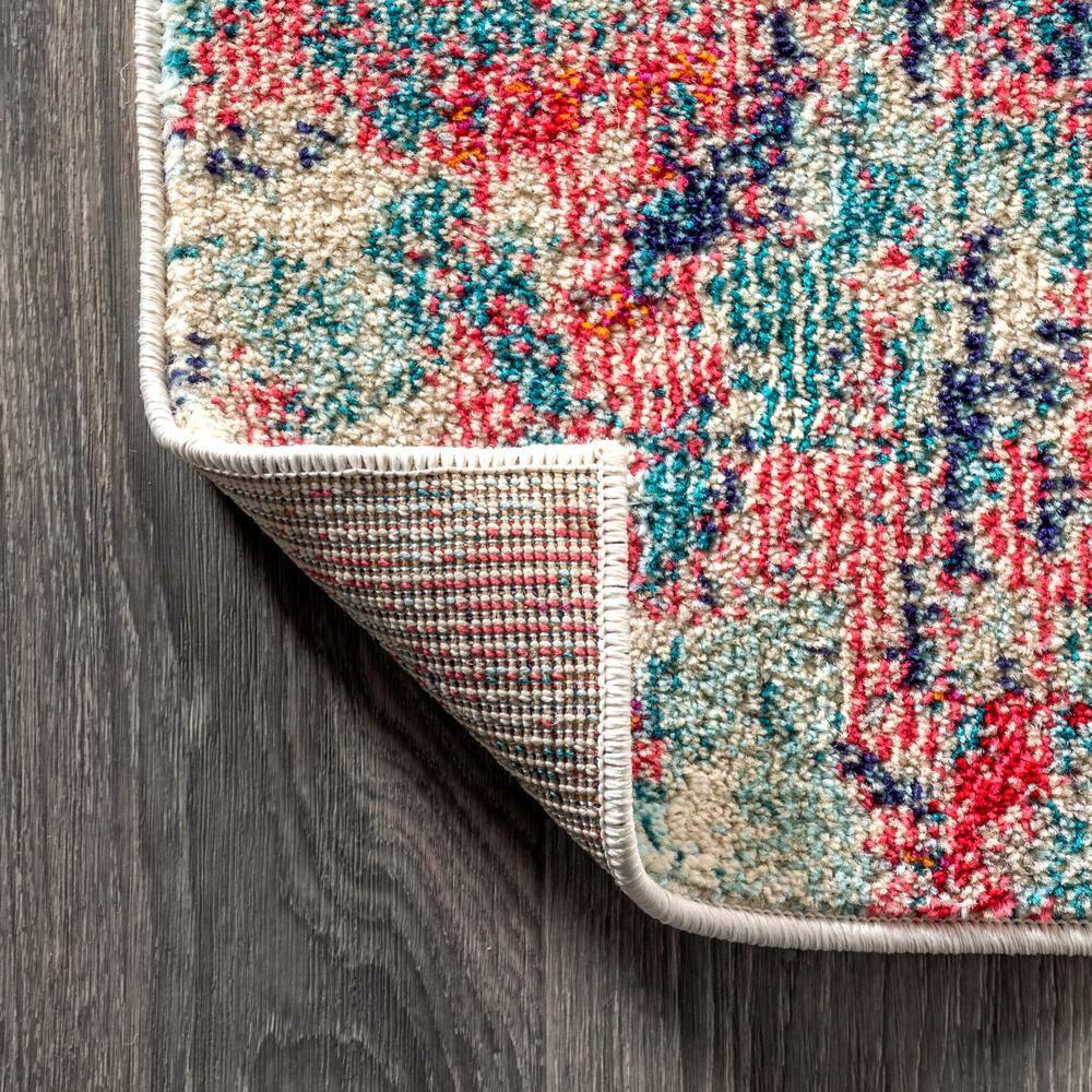 5'x8' Contemporary POP Modern Abstract Area Rug, Blue/Red - JONATHAN Y