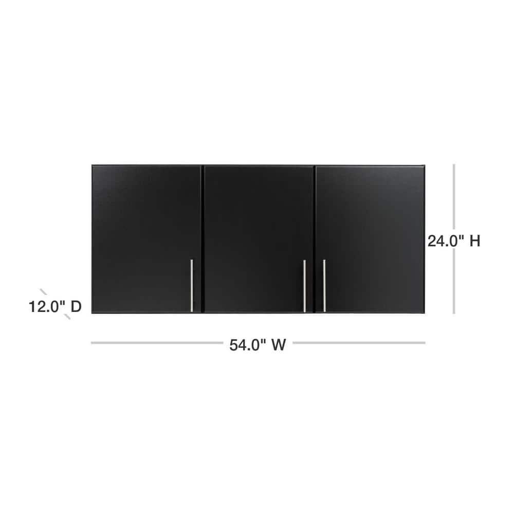 54" Elite Wall Cabinet Black - Prepac: Modern Laminated Storage, HangUps Collection, 2 Adjustable Shelves