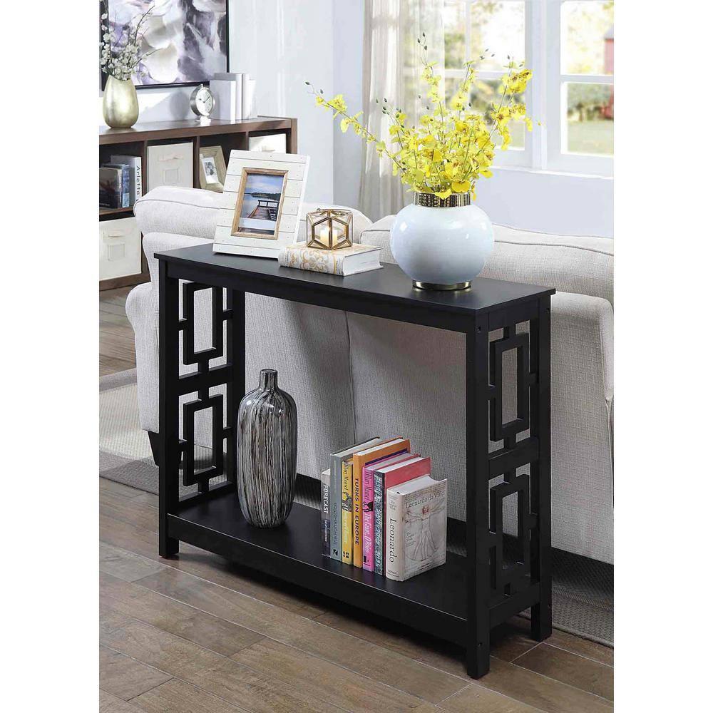 Convenience Concepts Town Square Console Table in Black Wood Finish