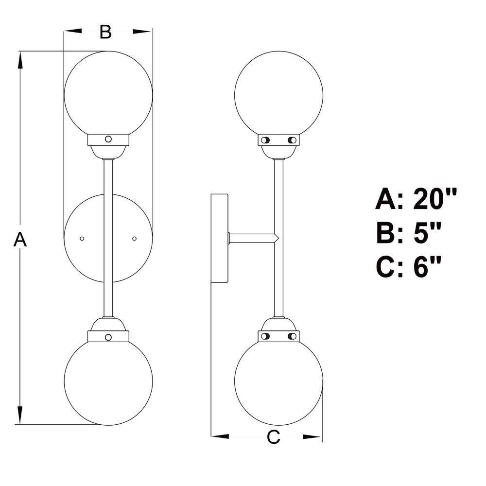 Vaxcel Orbit 2 Light Brass and Oil Rubbed Bronze Industrial MCM Wall Sconce Clear Glass Globe