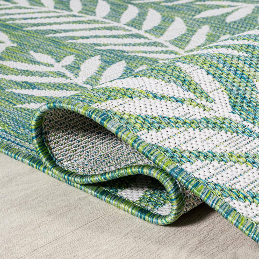 5' x 5' Nevis Palm Frond Indoor/Outdoor Area Rug, Cream/Green - JONATHAN Y