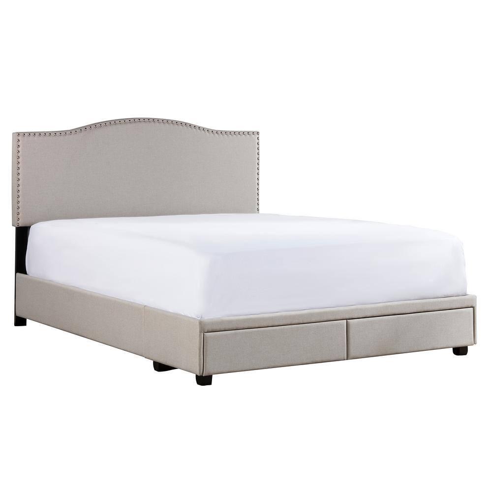 King Kiley Upholstered Storage Bed Gray - Hillsdale Furniture: Polyester, Foam-Filled, Wood Frame, Transitional Style
