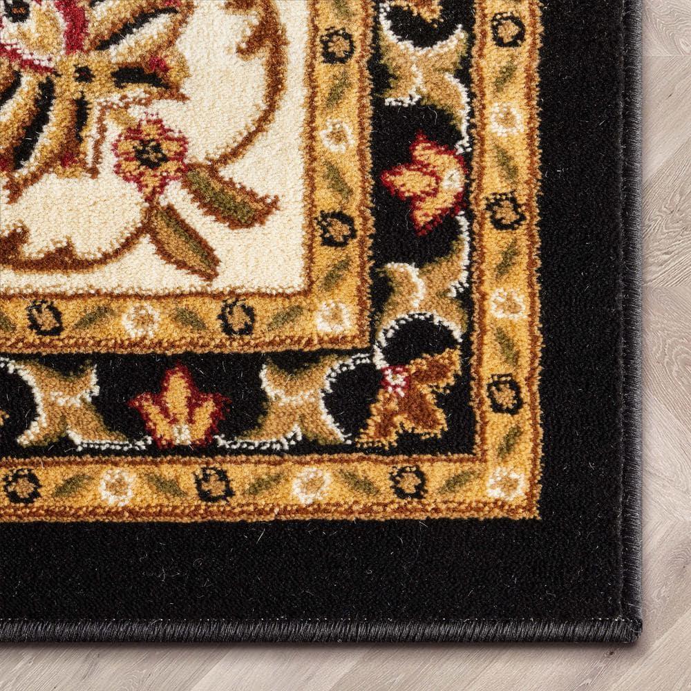 Well Woven Barclay Sarouk Traditional Oriental Panel Black 3'11" x 5'3" Area Rug