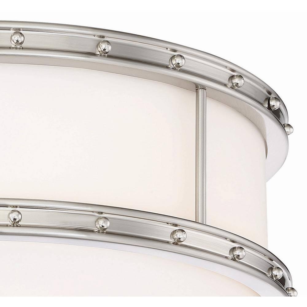 Minka Lavery Modern Ceiling Light Flush Mount Fixture 15 1/2" Brushed Nickel Dimmable LED Etched Opal Glass Shade for Bedroom Home