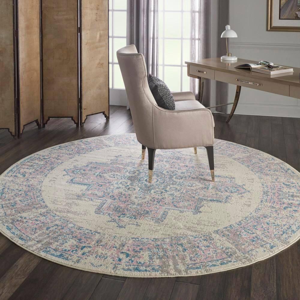 Nourison Grafix GRF14 Ivory/Pink Area Rug 8' x ROUND
