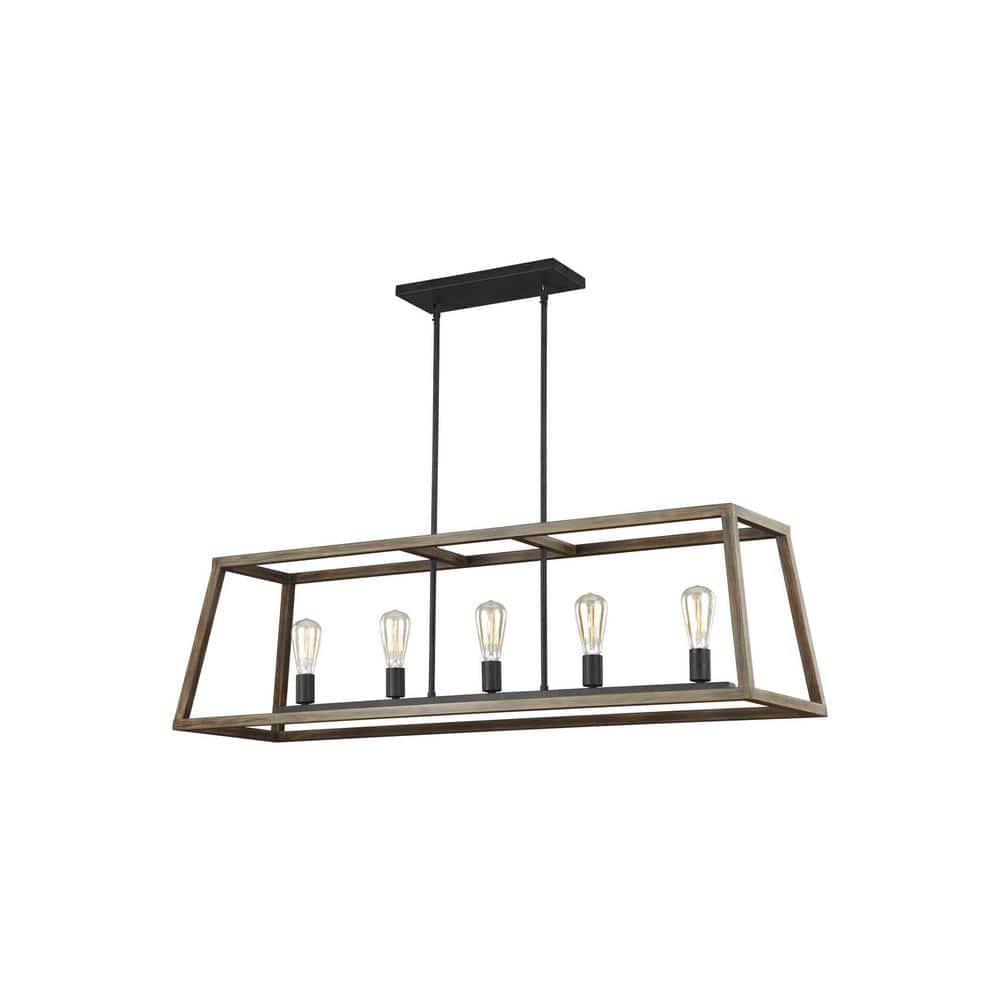 Buford Iron & Wood Linear Chandelier (50")