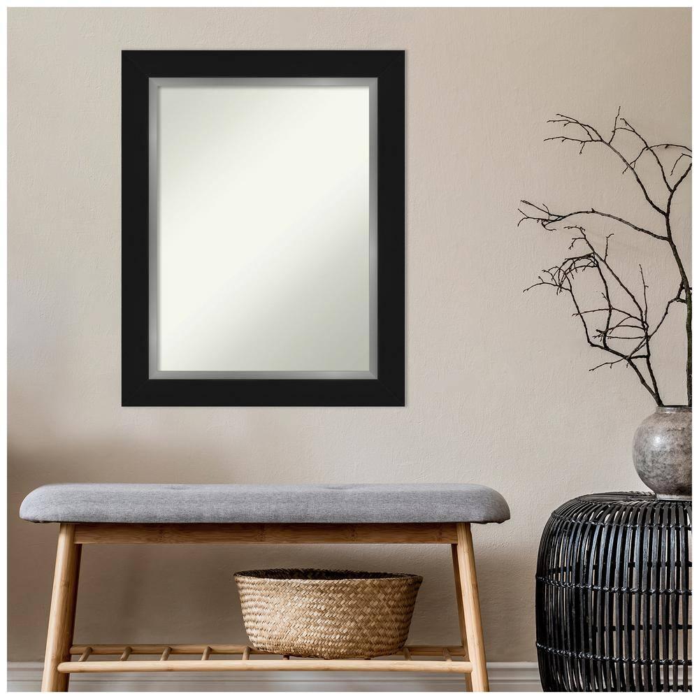 24" x 30" Non-Beveled Eva Bathroom Wall Mirror Black - Amanti Art: Polystyrene Frame, Wall Mount