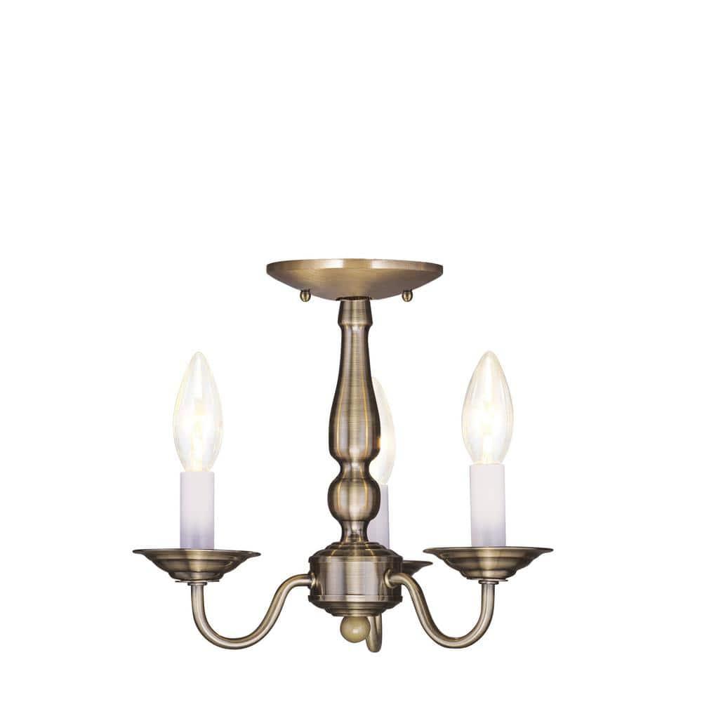 Livex Lighting Williamsburgh 3 - Light Chandelier in  Antique Brass