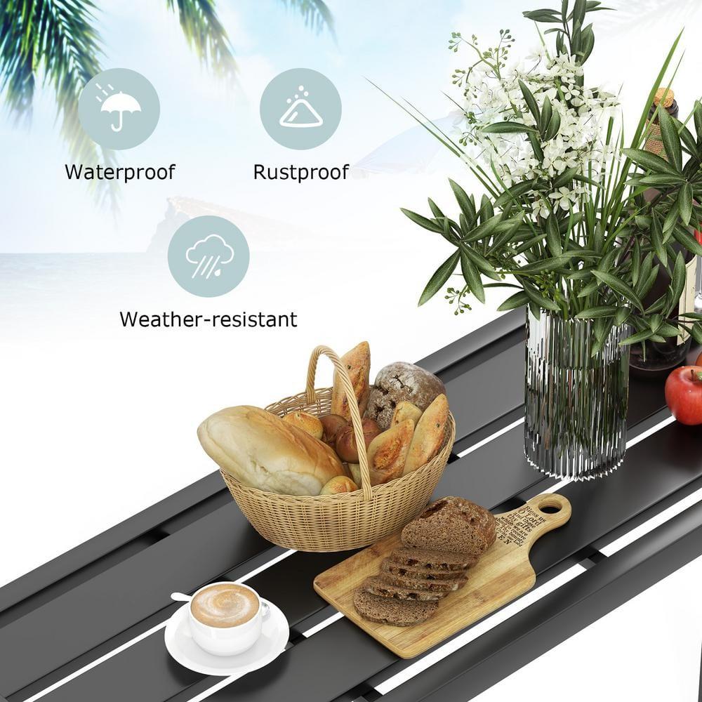 Costway Outdoor Metal Bar Table 48'' Patio Rectangular Counter Height Dining Table Black