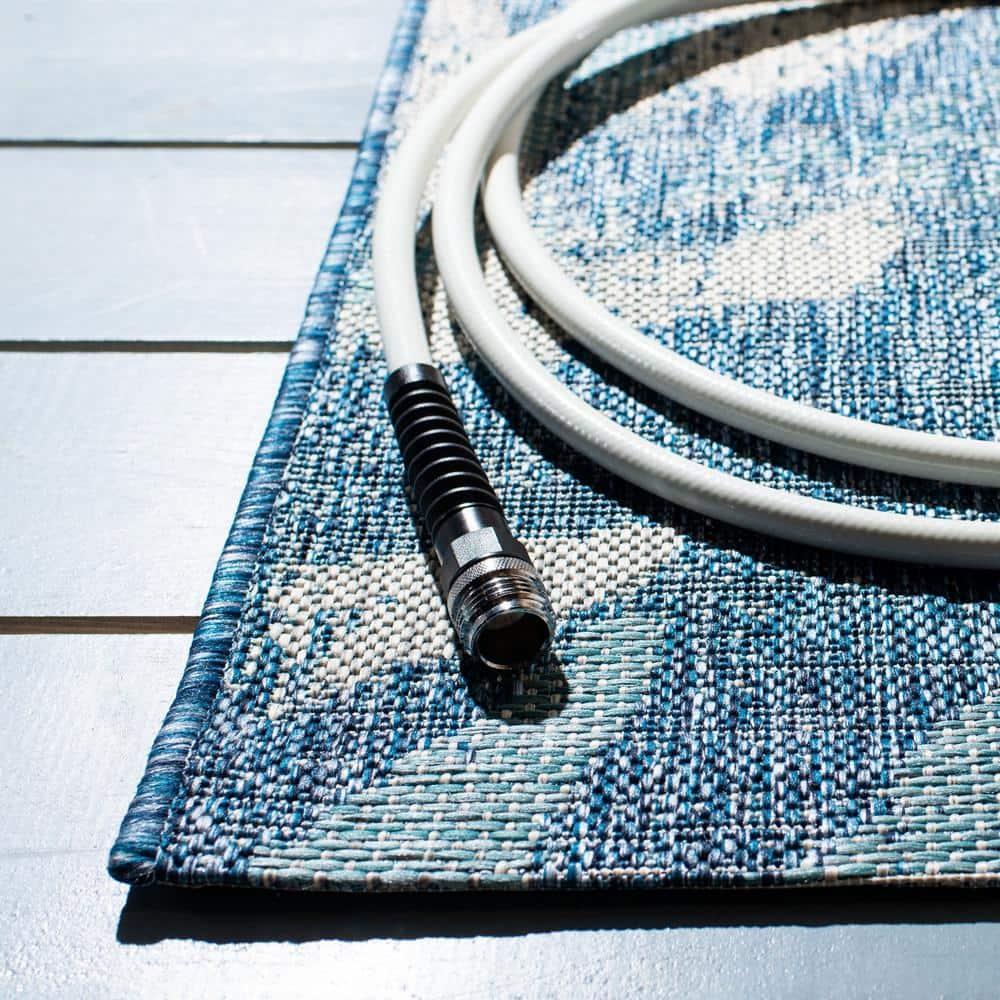 SAFAVIEH Courtyard Colton Floral Indoor/Outdoor Area Rug, 9' x 12', Navy/Blue