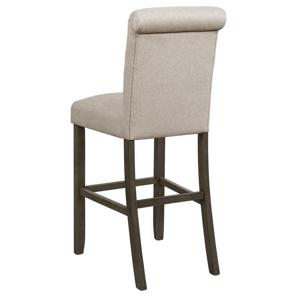 Coaster Transitional Tufted Back Fabric Bar Stools in Beige