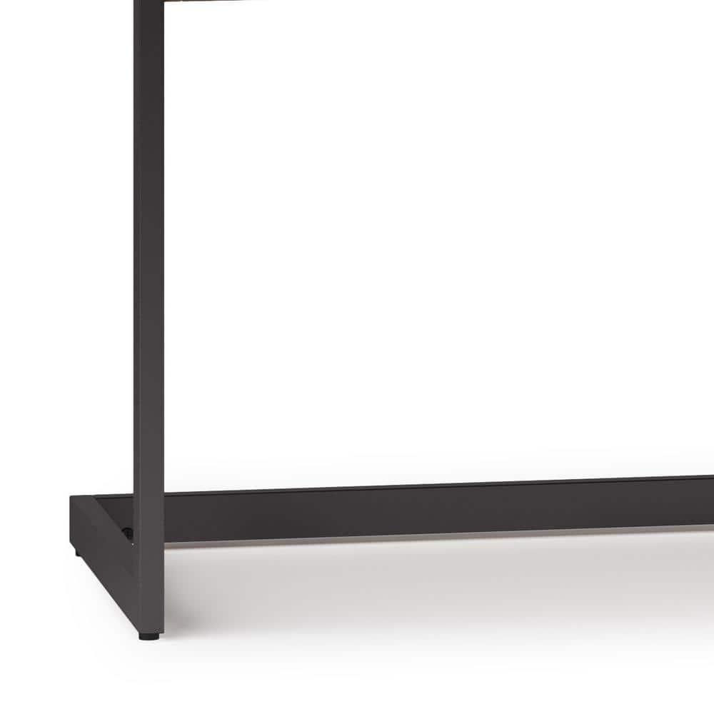 Simpli Home Erina Solid Acacia Wood Desk, Industrial Style with Keyboard Tray and 2 Drawers