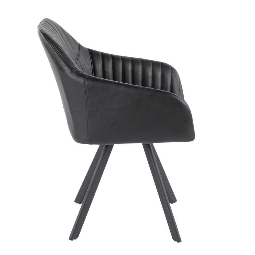 Clubhouse Contemporary Pleated Chair in Black Faux Leather by LumiSource - Set of 2