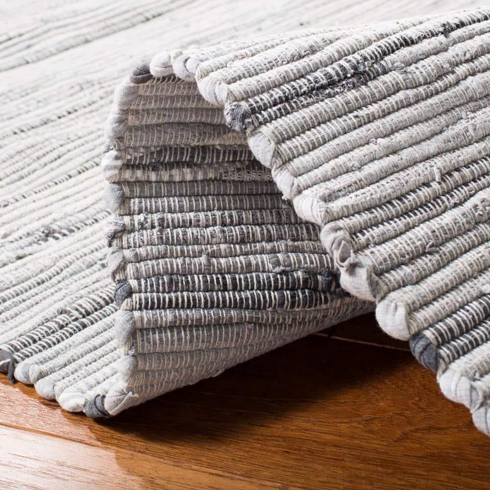 Rag Rug RAR121 Hand Woven Indoor Area Rug - 9'x9' - Grey - Safavieh