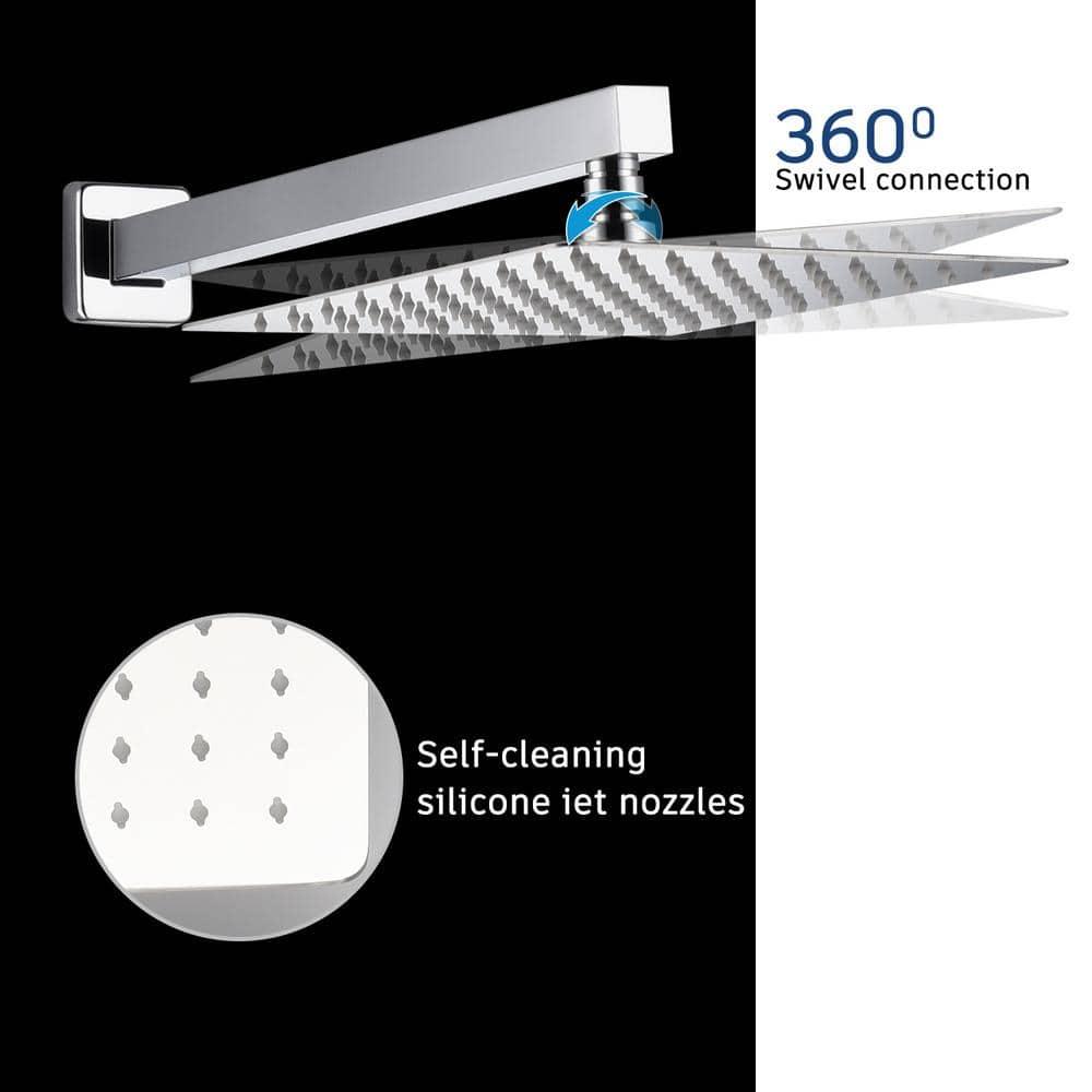 10'' Square Wall Mounted Stainless Steel Rain Shower System