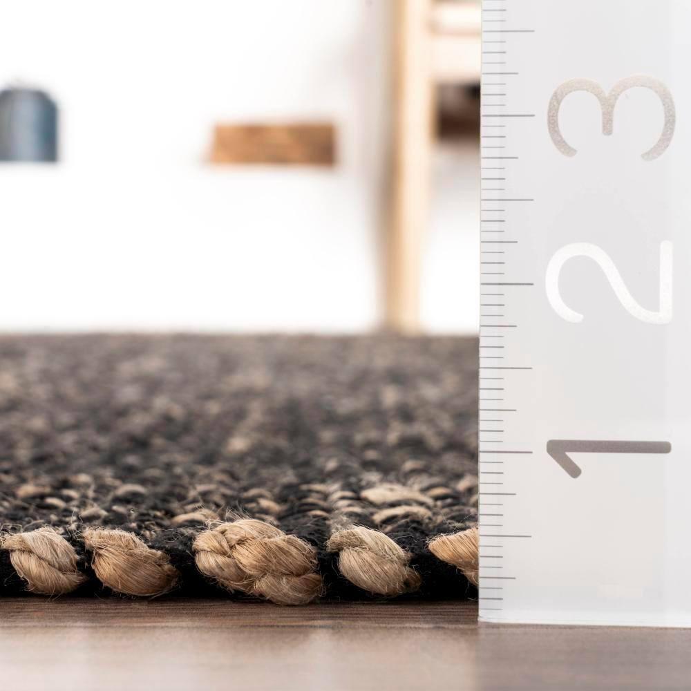 Nuloom 2x8 Elfriede Jute & Cotton Hand Woven Indoor Area Rug, Charcoal, Solid Rustic Farmhouse Style Natural Fiber Bedroom, Living Room,