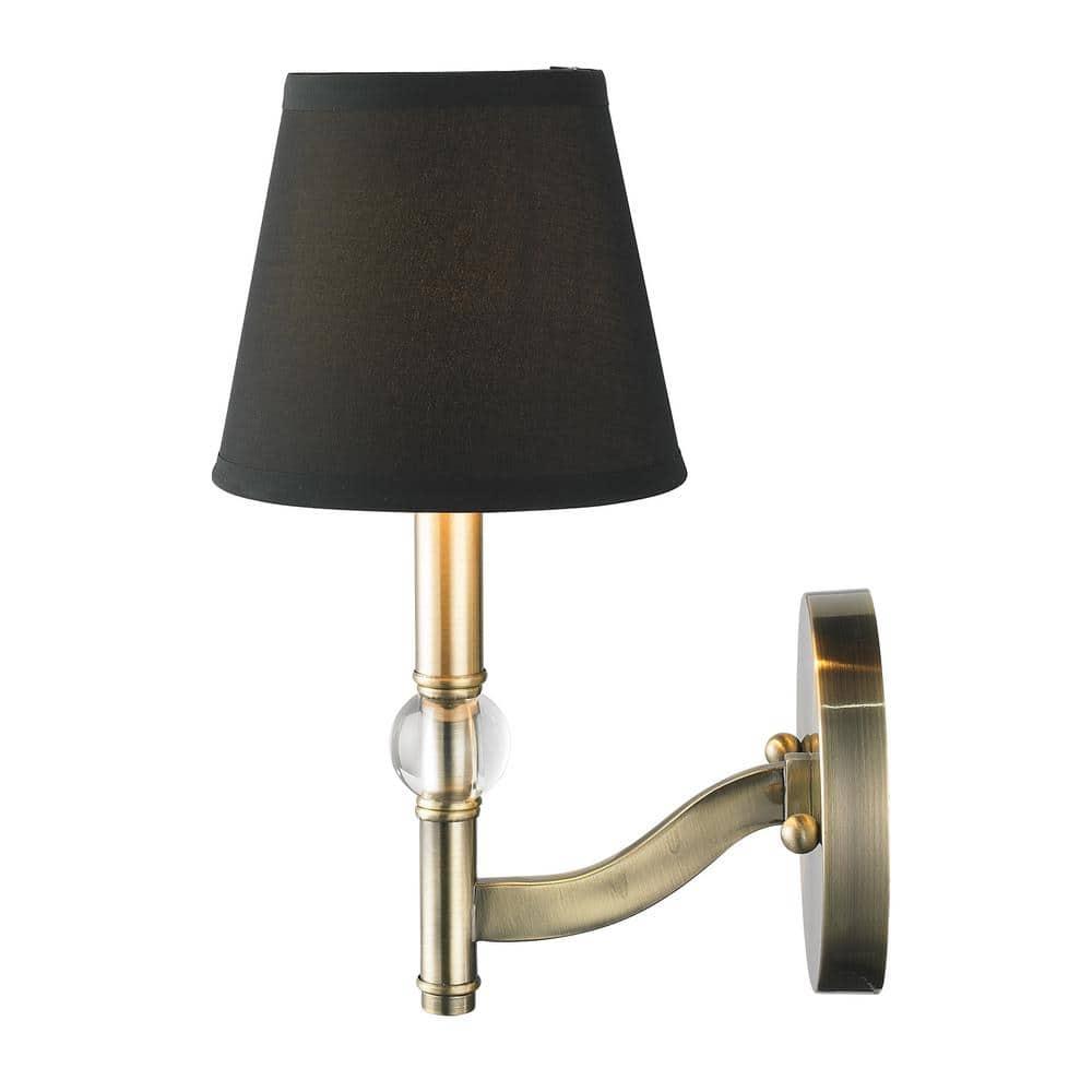 Golden Lighting Waverly 1-Light Wall Sconce in Aged Brass with Tuxedo