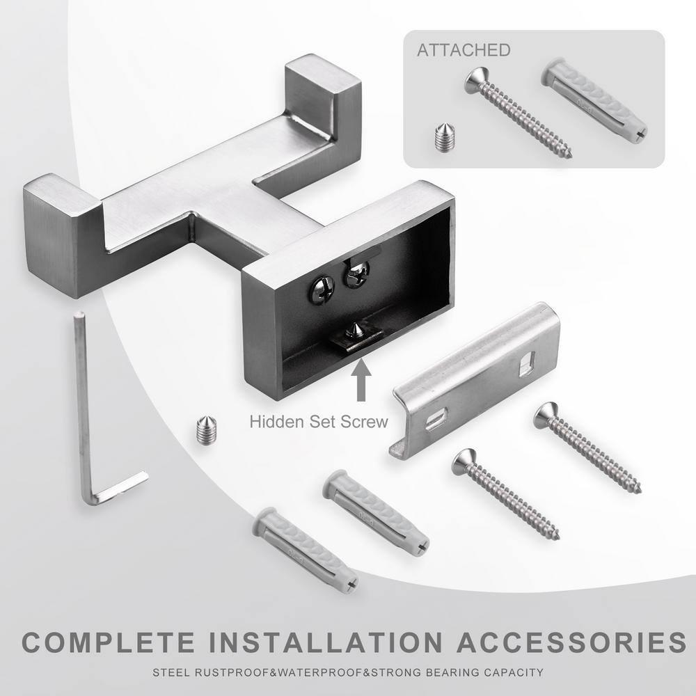 Wall Mount Knob Double Robe/Towel Hook in Brushed Nickel
