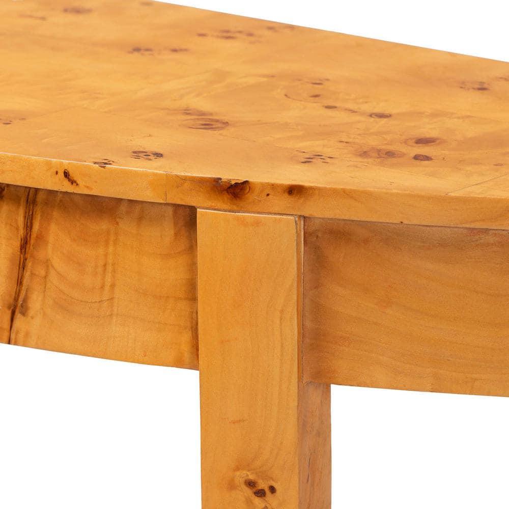 bali & pari Jihan Real Burl Wood Half Moon Large Console Table Light Mappa Burl