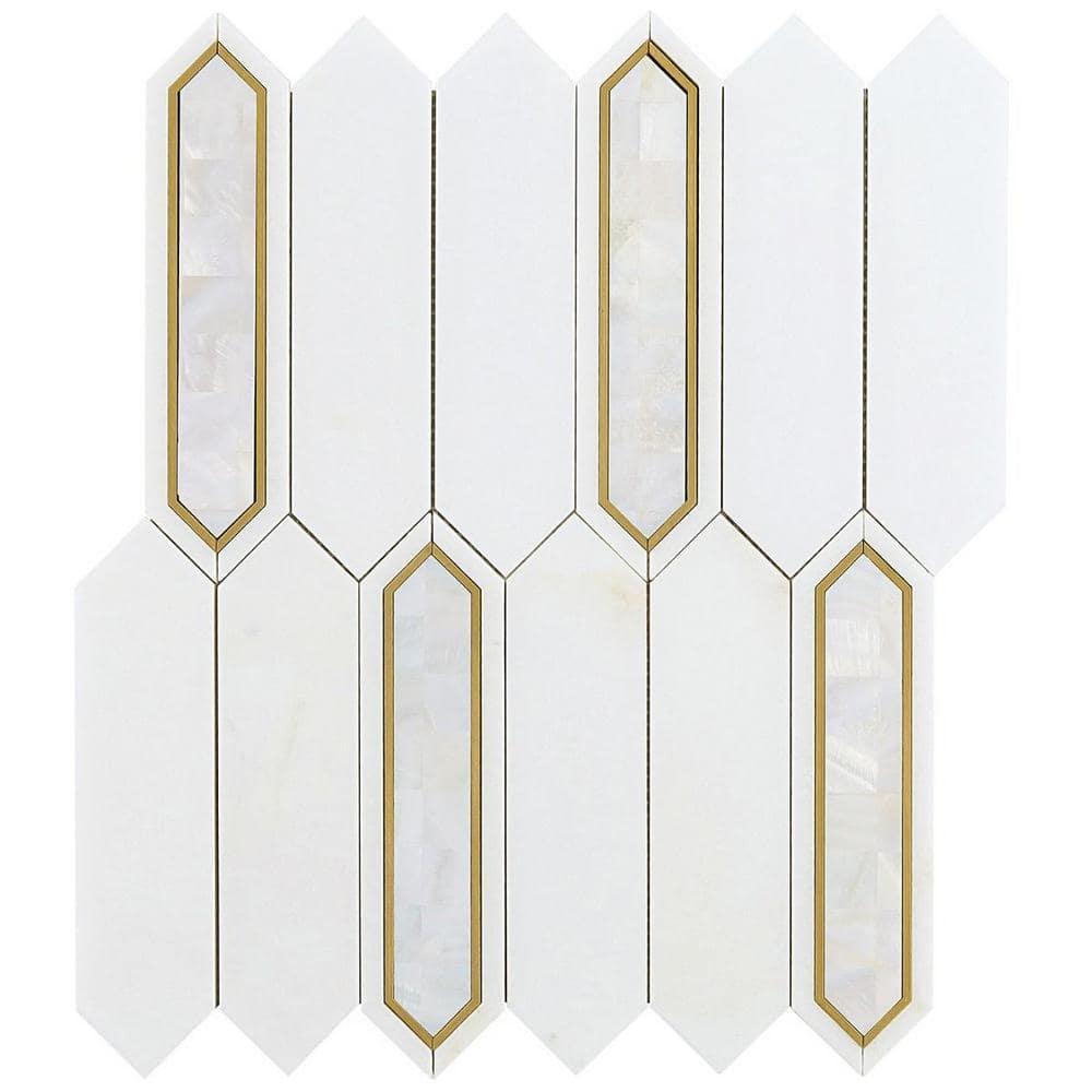 Zip 11.65'' W x 13.62'' L Marble and Brass Mosaic Tile (1.1 Sq. Ft. / Sheet)