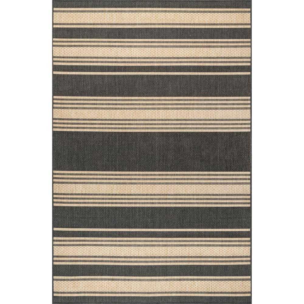 Lauren Liess x Rugs USA - Romy Striped Indoor/Outdoor Area Rug Charcoal 8x10