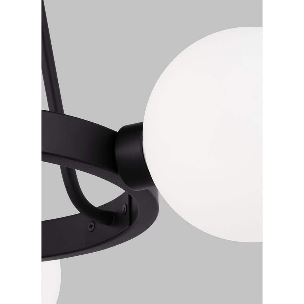 Midnight Black Mini 3-Light Chandelier with Milk Glass Shades