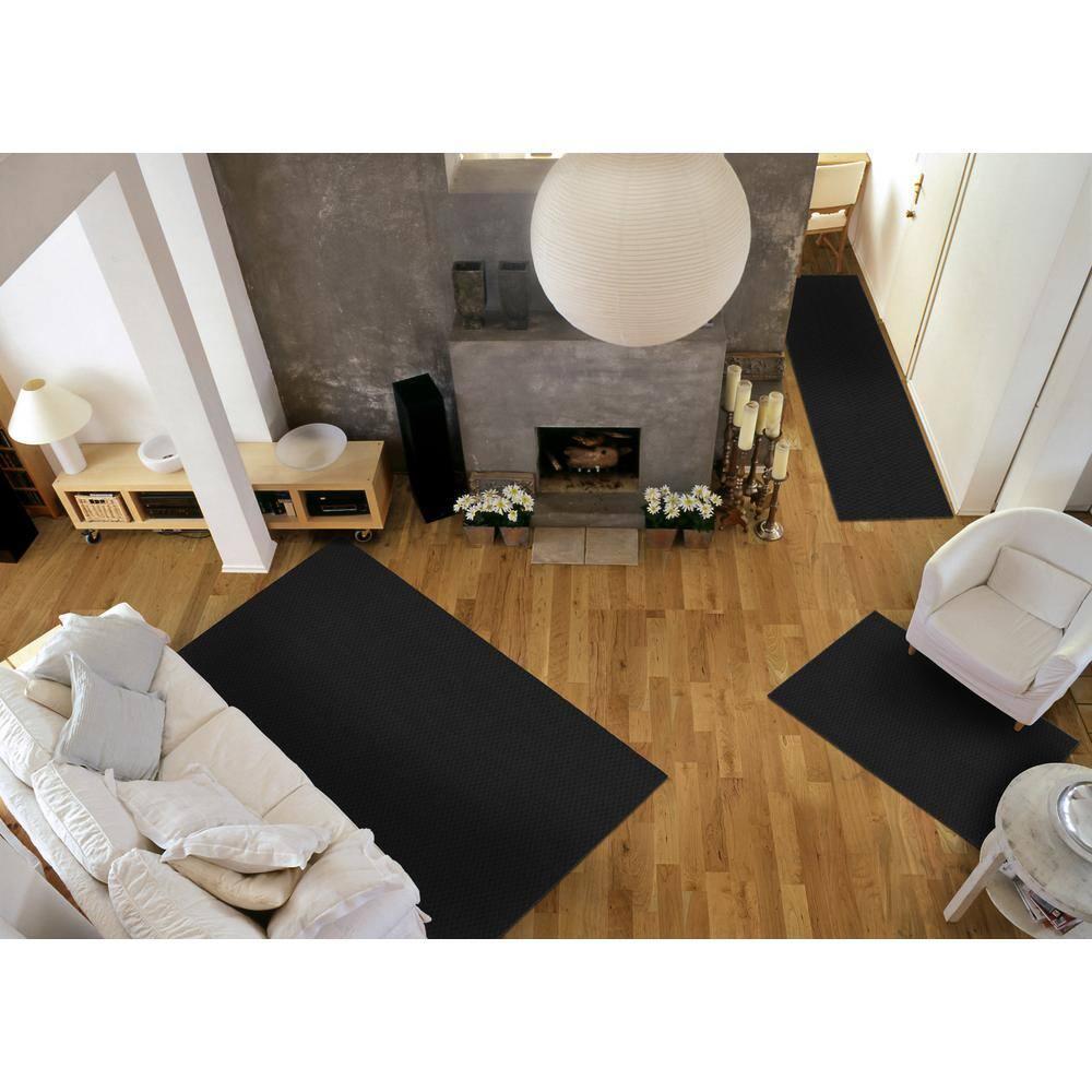 Garland Rug Town Square Polypropylene Indoor Rug Set, 3 Piece (2'x5',3'x4', 5'x7') Black