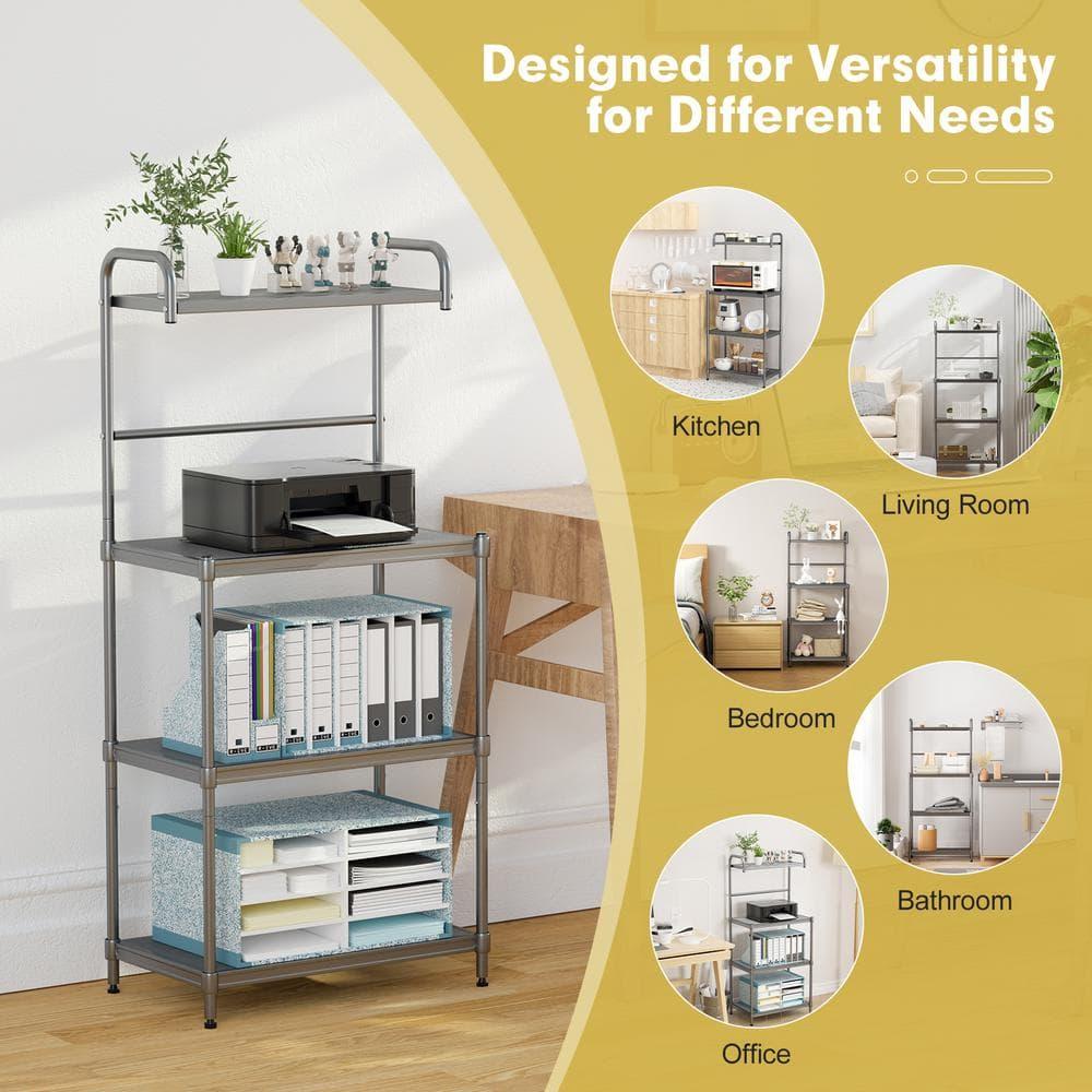 Costway 4-Tier Baker's Rack Microwave Oven Stand Shelves Kitchen Storage Rack Organizer Grey