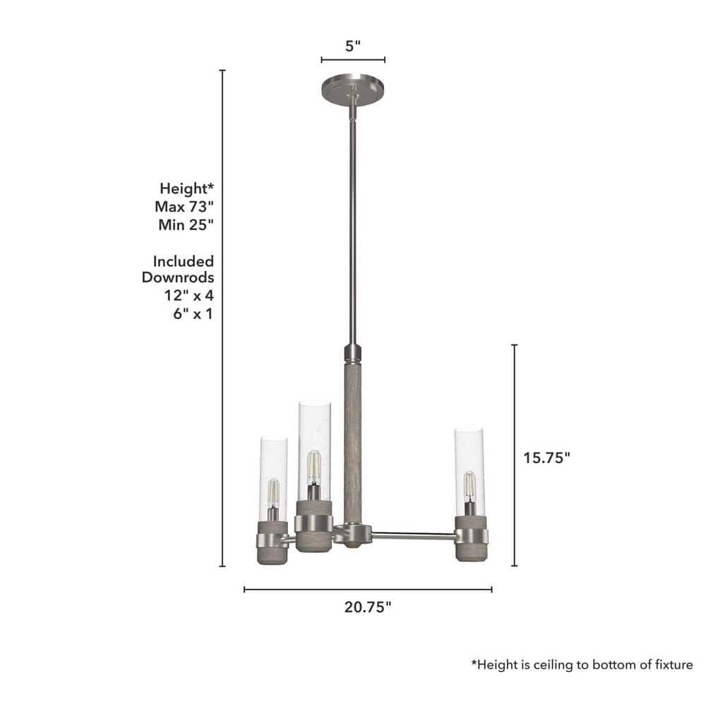 Hunter River Mill 3 Light Chandelier Ceiling Light Fixture