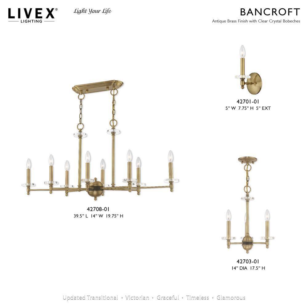 Livex Lighting Bennington 8 - Light Chandelier in  Antique Brass