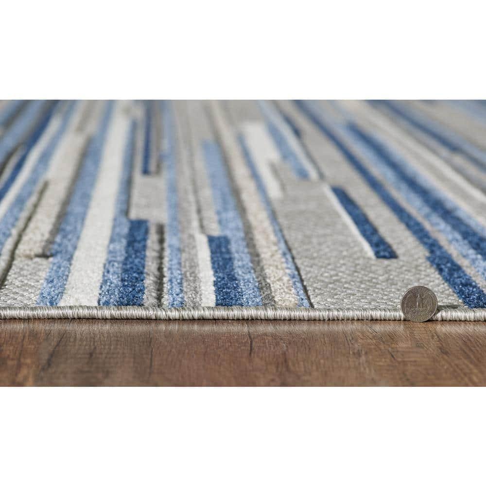 Calla Blue Denni 2 ft. x 4 ft. Coastal Abstract Indoor/Outdoor Area Rug
