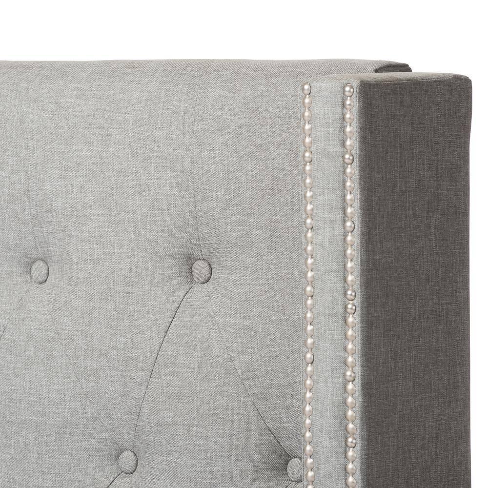 Baxton Studio Katherine Wingback Fabric Standard Bed with Nailhead Trim, Gray
