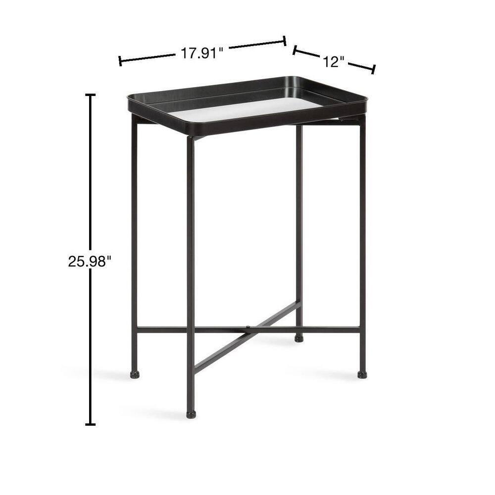 Kate and Laurel Celia Rectangle Metal Side Table, 18x12x26, Black