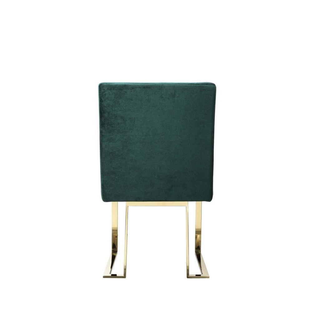Benjara BM313384 24 in. Boly Side Dining Chair - Velvet & Cantilever - Green & Gold - Set of 2