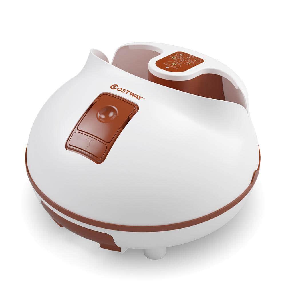Costway Steam Foot Spa Bath Massager Foot Sauna Care w/ Heating Timer Electric Rollers Brown