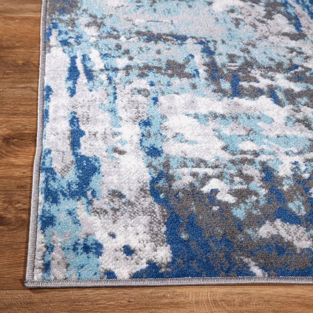 World Rug Gallery Distressed Modern Abstract Area Rug - Blue 5' x 7':  Stain-Resistant,  Low Pile,  Machine Made,  Indoor