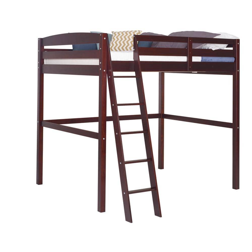 Camaflexi Tribeca Solid Wood High Loft Bed Frame Twin in Cappuccino