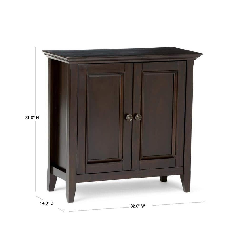 Simpli Home Amherst Solid Wood Low Storage Cabinet in Hickory Brown