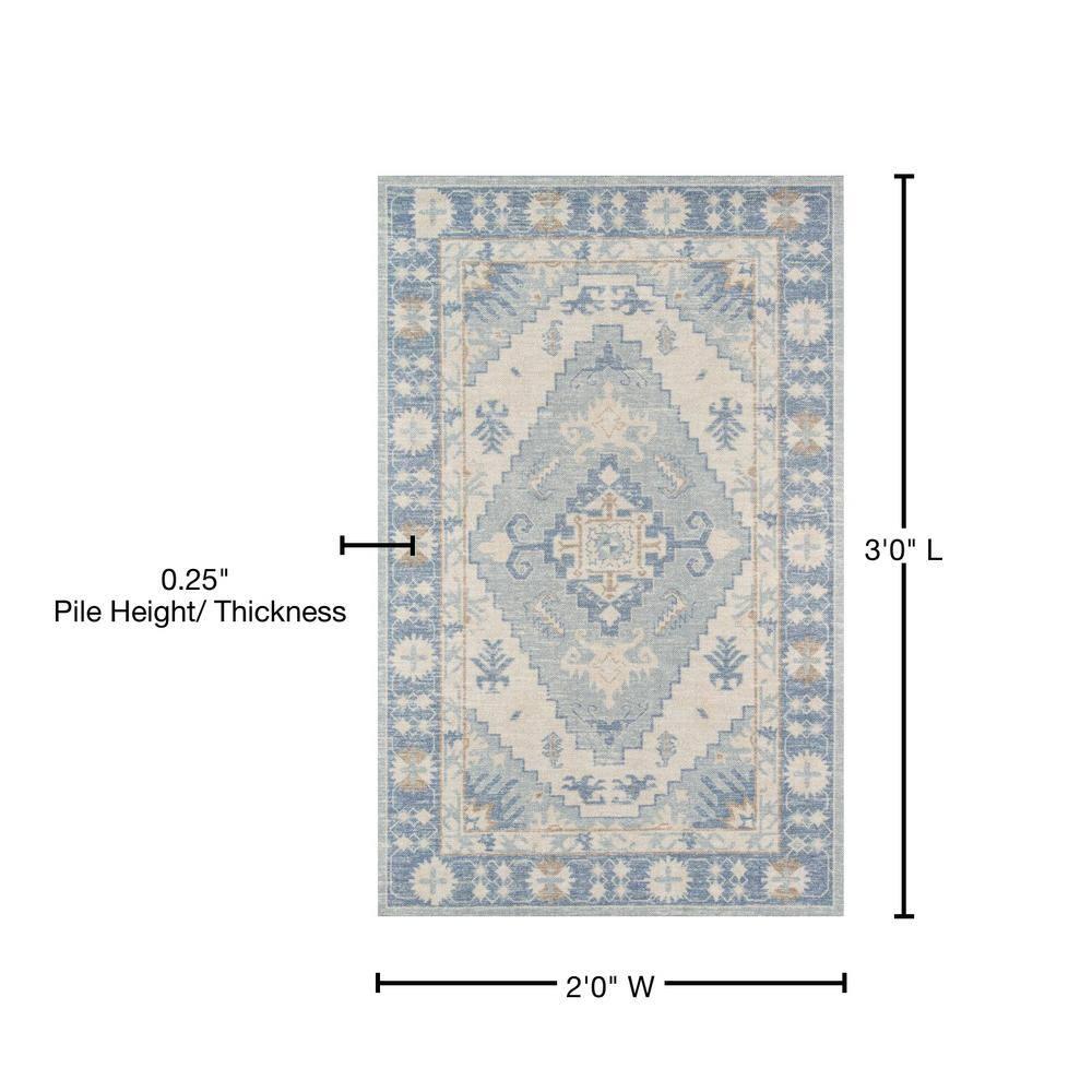 Momeni Anatolia Mateo Blue 2'x3' Accent Rug: Traditional Wool & Nylon Medallion, Low Pile Indoor Area Rug
