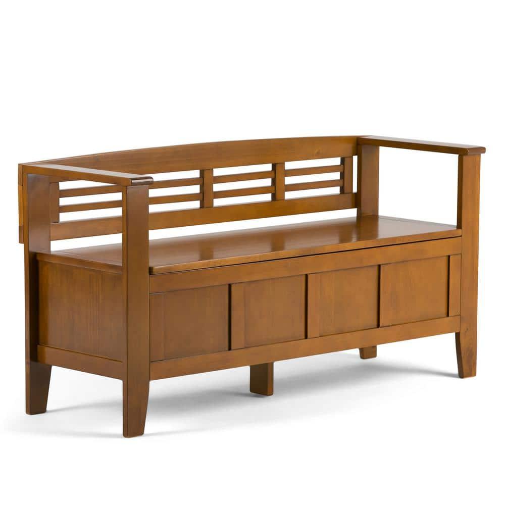 Simpli Home Adams Solid Wood Entryway Lift Top Storage Bench
