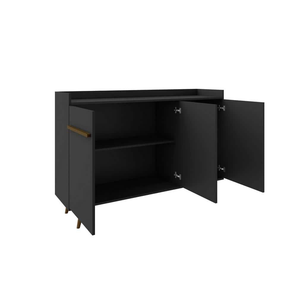 53.54" Bradley Buffet Stand Black - Manhattan Comfort: Mid-Century Modern Storage Console